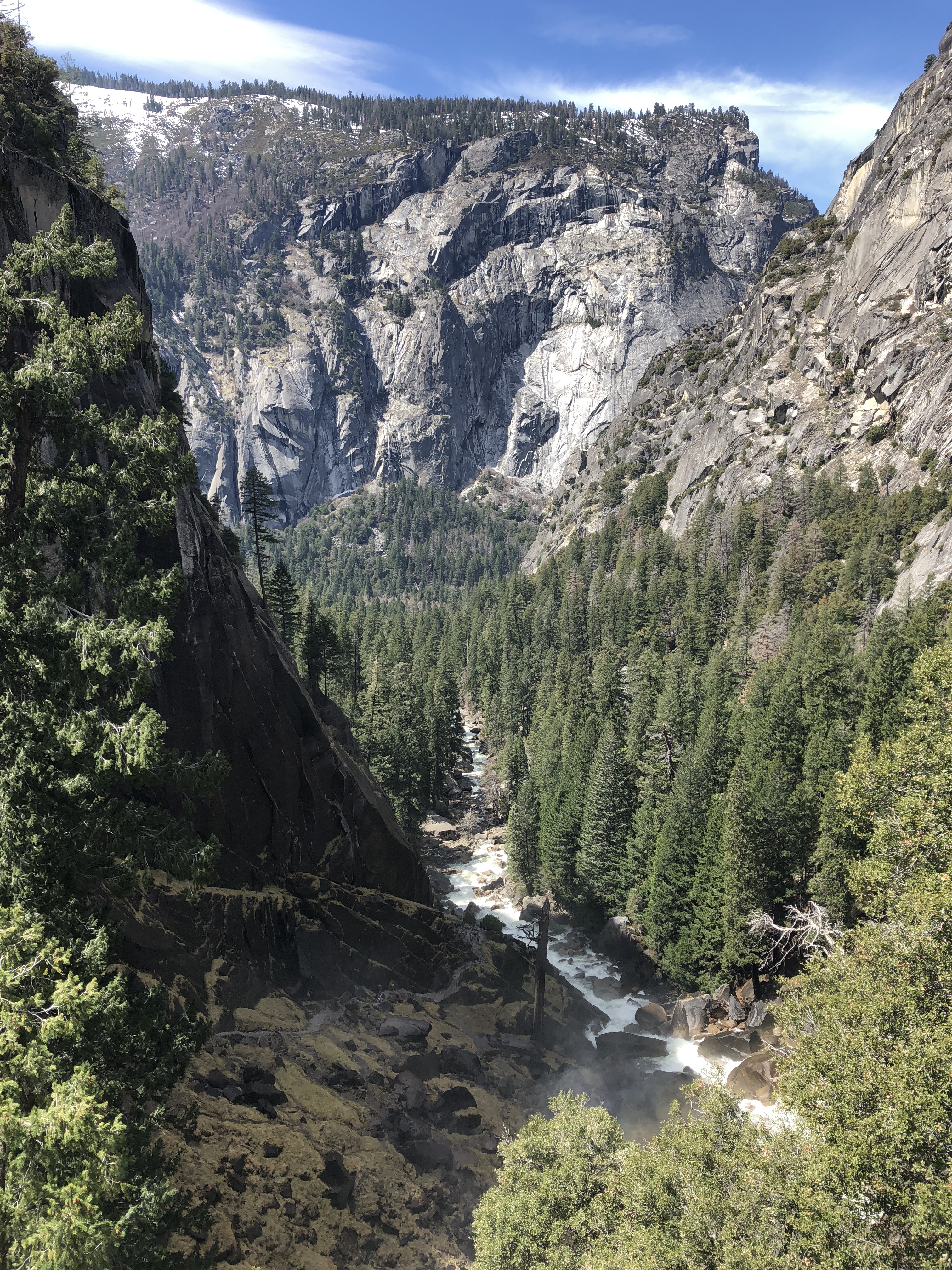 looking back on the Mist Trail in Yosemite National Park